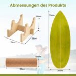 Medinė balansinė lenta su kamštiniu voleliu ir stovu (Žalia) – Paveikslėlis 2