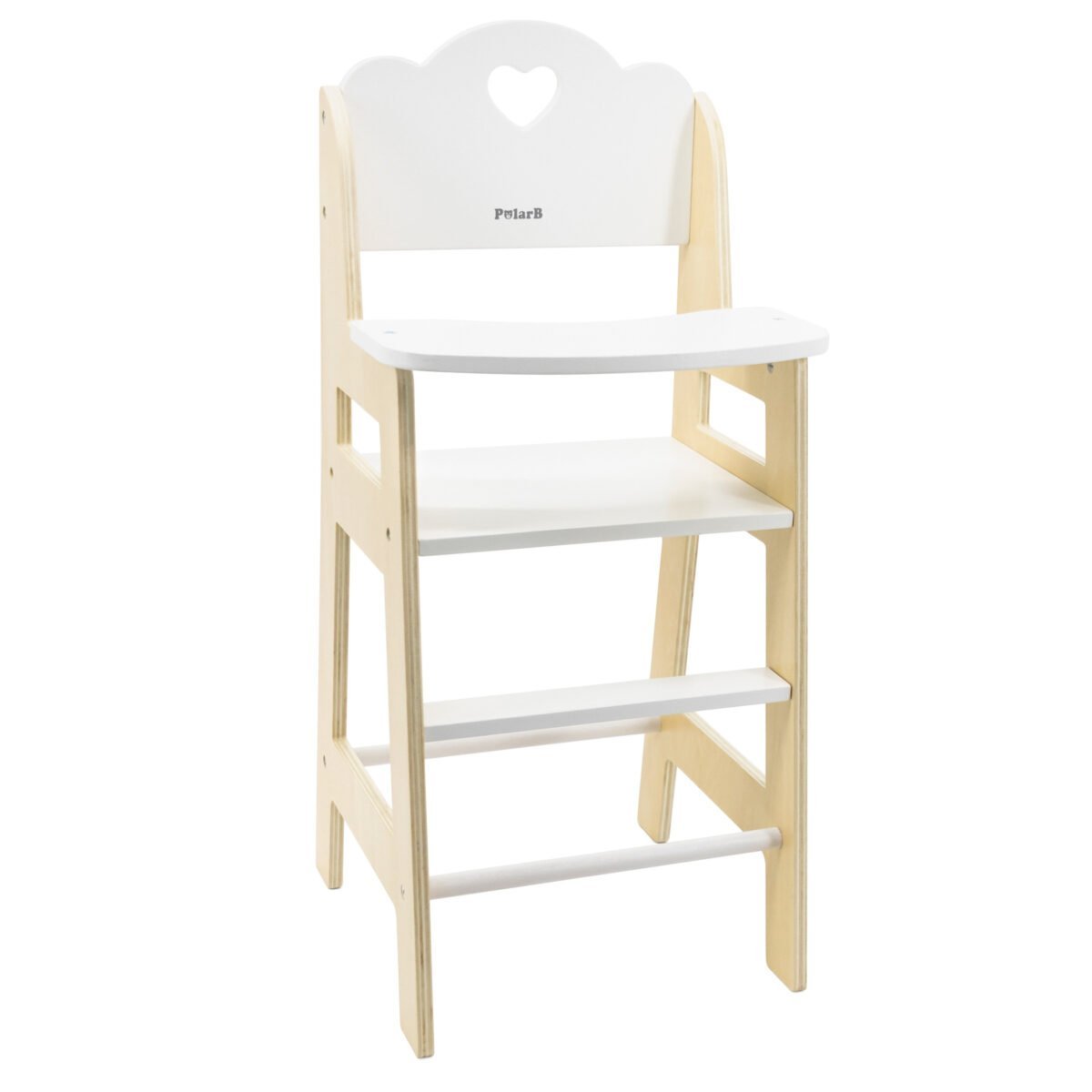 Medinė balta maitinimo kėdutė lėlėms – Paveikslėlis 4