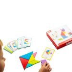 Medinė edukacinė tangramo dėlionė su spalvotomis detalėmis ir kortelėmis – Paveikslėlis 6