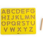 Medinė grafomotorinė lenta raidžių rašymo mokymuisi su pieštuku