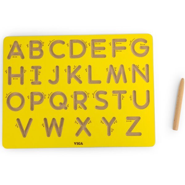 Medinė grafomotorinė lenta raidžių rašymo mokymuisi su pieštuku