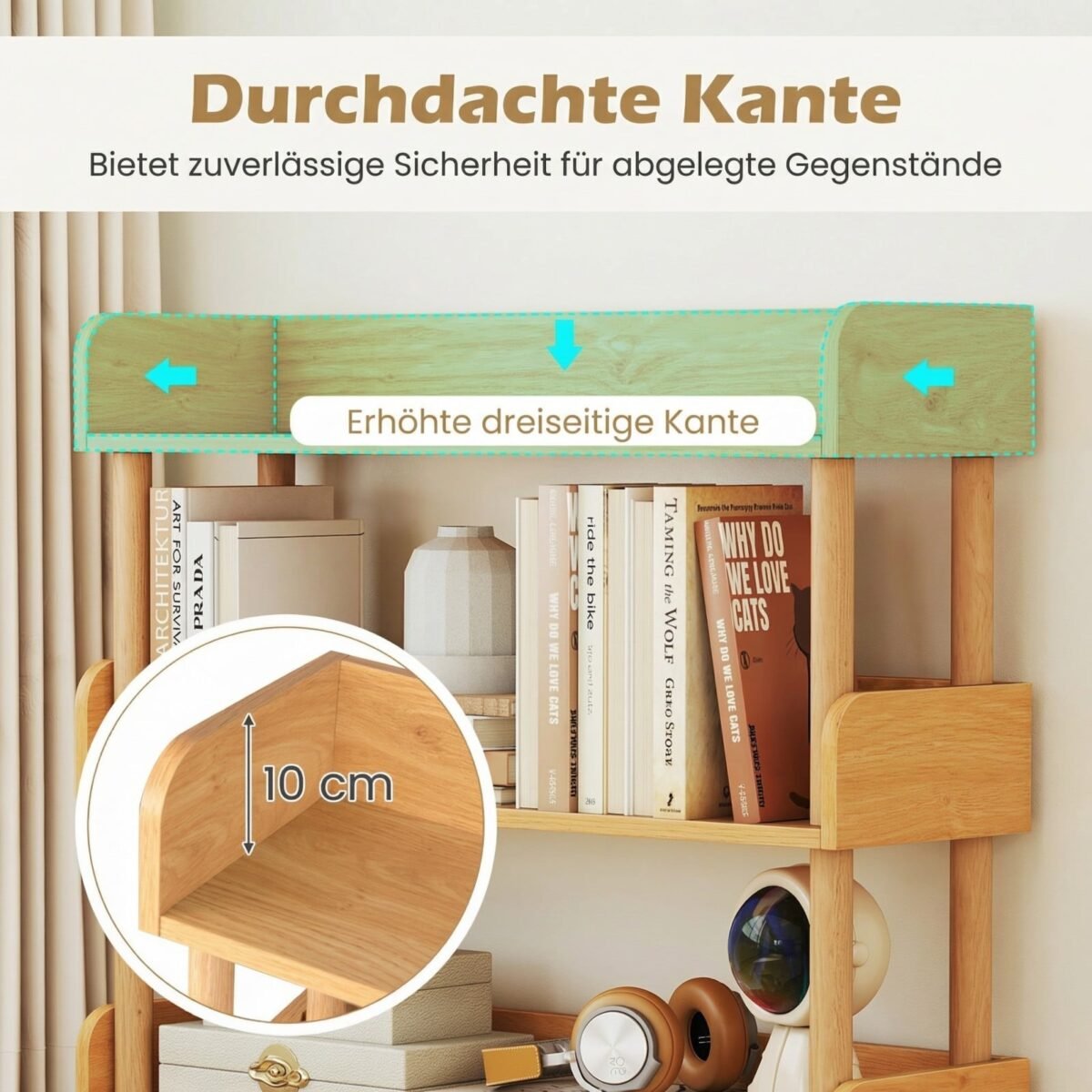 Medinė kampinė 3 lygių pastatoma lentyna (Natūrali) – Paveikslėlis 3