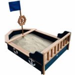 Medinė piratų laivo smėliadėžė su daiktadėže, suoliukais ir uždangalu – Paveikslėlis 11