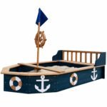 Medinė piratų laivo smėliadėžė su daiktadėže