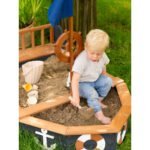 Medinė piratų laivo smėliadėžė su daiktadėže, suoliukais ir uždangalu – Paveikslėlis 5