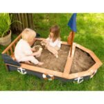 Medinė piratų laivo smėliadėžė su daiktadėže, suoliukais ir uždangalu – Paveikslėlis 9