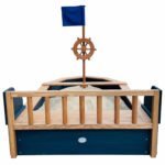 Medinė piratų laivo smėliadėžė su daiktadėže, suoliukais ir uždangalu – Paveikslėlis 10