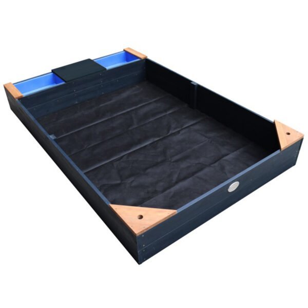 Medinė smėlio dėžė su talpyklomis