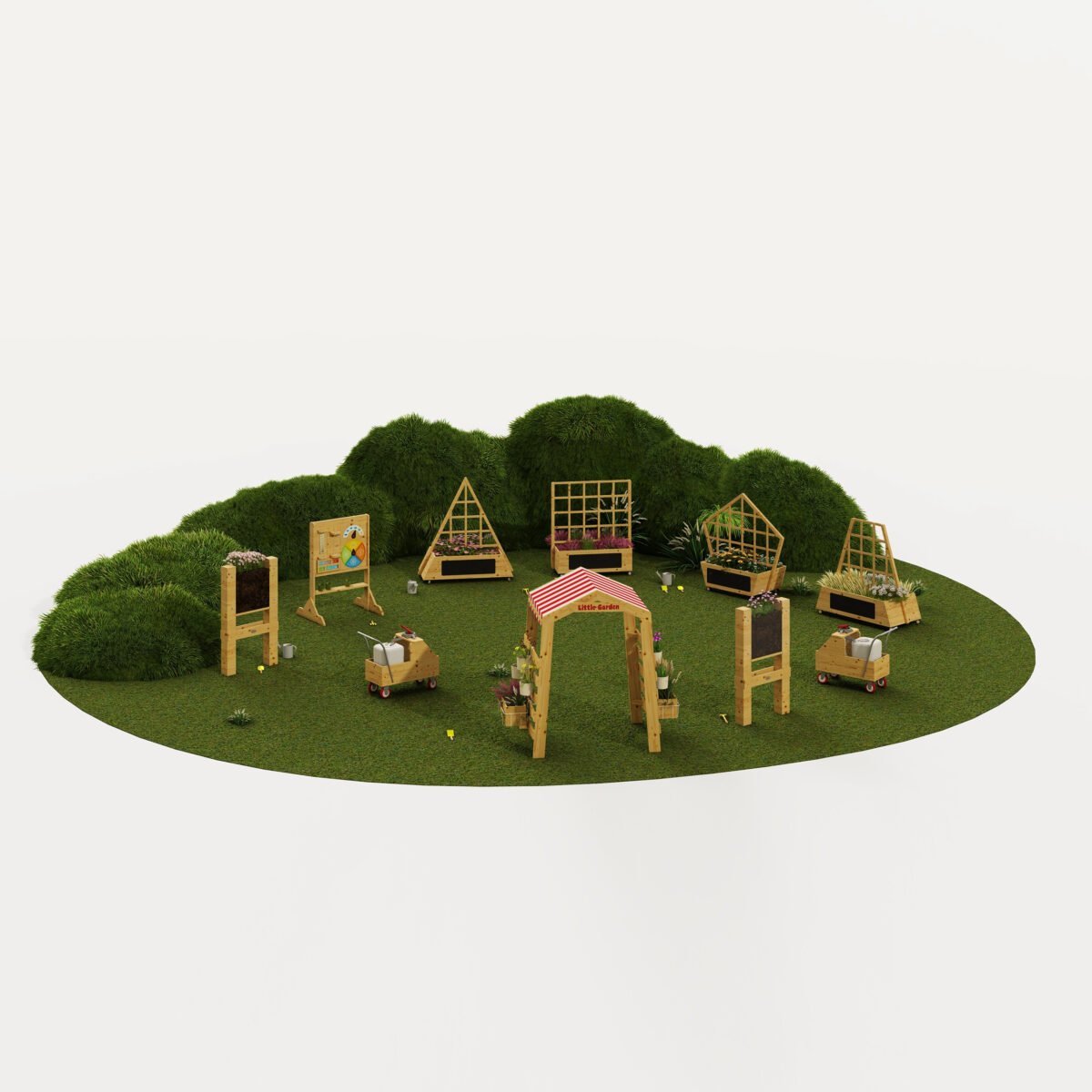 Medinė sodo žaidimų arka su lentynėlėmis ir priedais – Paveikslėlis 2