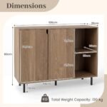 Medinė spintelė su durelėmis ir reguliuojamomis lentynomis (Natūrali) – Paveikslėlis 2