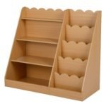 Medinė vaikų knygų lentyna su atviromis lentynomis ir paslėptu skyriumi (Natūrali)