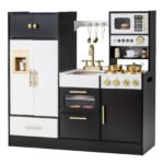 Medinė vaikų virtuvėlė su šviesos ir garso efektais (Juoda)