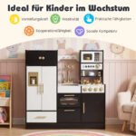 Medinė vaikų virtuvėlė su šviesos ir garso efektais (Juoda) – Paveikslėlis 5