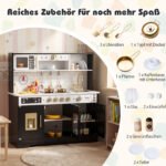 Medinė virtuvėlė vaikams su šviesa ir garsu (Juoda) – Paveikslėlis 3