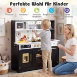 Medinė virtuvėlė vaikams su šviesa ir garsu (Juoda) – Paveikslėlis 4