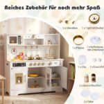 Medinė žaidimų virtuvėlė su virykle kriaukle ir šviesos bei garso efektais (Balta) – Paveikslėlis 3