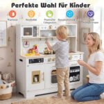 Medinė žaidimų virtuvėlė su virykle kriaukle ir šviesos bei garso efektais (Balta) – Paveikslėlis 4