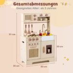 Medinė žaislinė virtuvėlė su šviesos ir garso efektais orkaite bei mikrobangų krosnele (Geltona) – Paveikslėlis 2