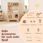 Medinė žaislinė virtuvėlė su šviesos ir garso efektais orkaite bei mikrobangų krosnele (Geltona) – Paveikslėlis 4