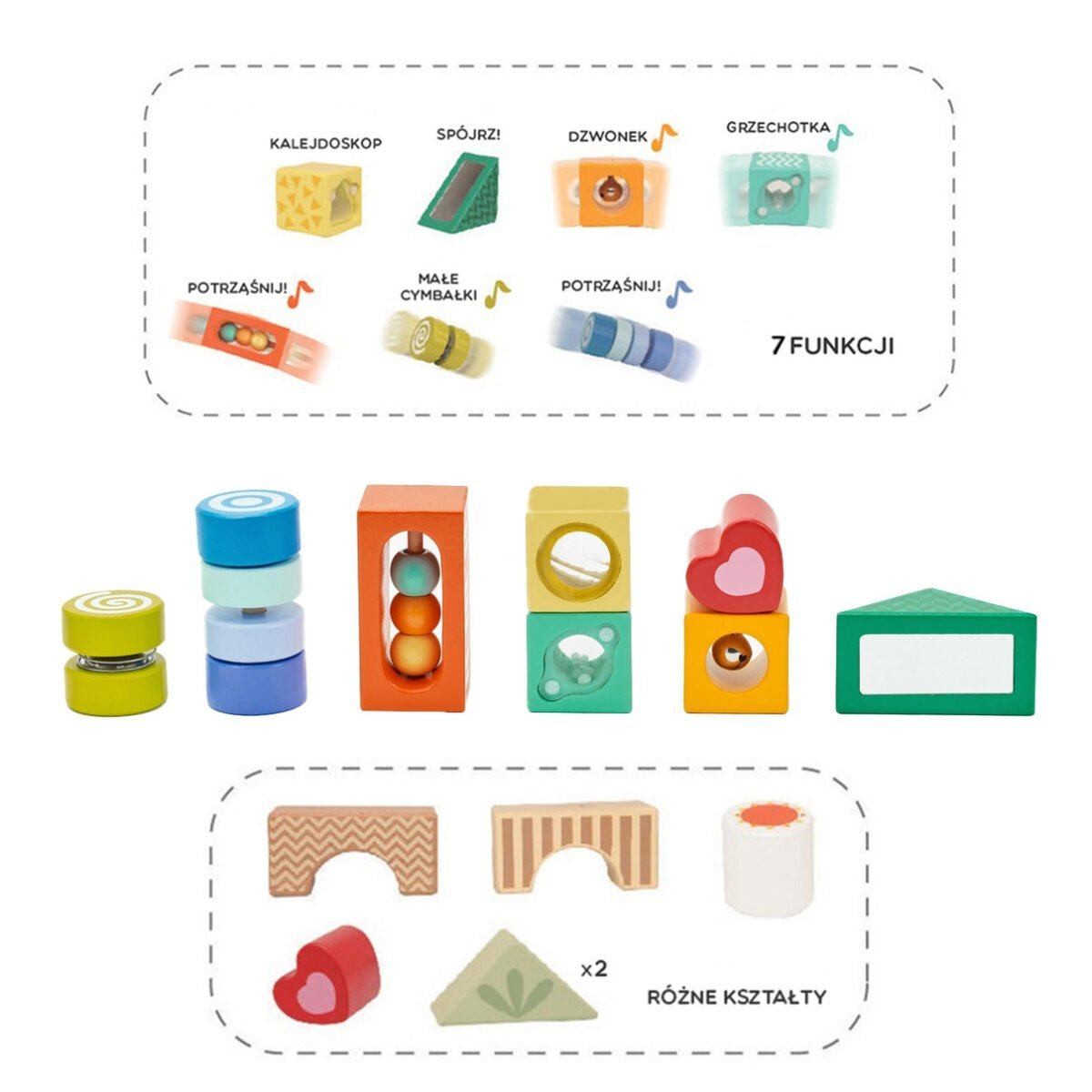 Medinės Montessori sensorinės kaladėlės, 7 viename, 14 dalių – Paveikslėlis 9