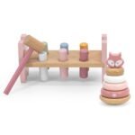 Medinis Montessori lavinamasis piramidės ir kalimo žaislo rinkinys