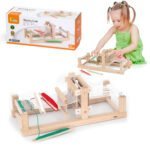 Medinis audimo rinkinys vaikams su staklėmis ir spalvotais siūlais