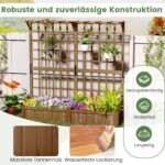 Medinis aukštas vazonas su grotelėmis ir stogeliu (Ruda) – Paveikslėlis 3