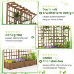 Medinis aukštas vazonas su grotelėmis ir stogeliu (Ruda) – Paveikslėlis 4