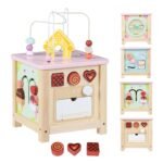 Medinis daugiafunkcis motorikos kubas su lavinamosiomis veiklomis ir daiktadėže (Daugiaspalvis)