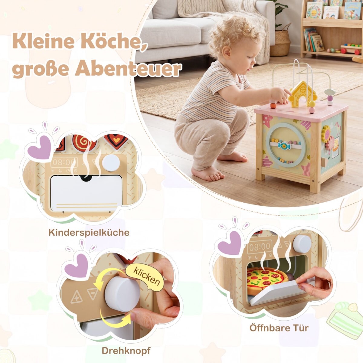 Medinis daugiafunkcis motorikos kubas su lavinamosiomis veiklomis ir daiktadėže (Daugiaspalvis) – Paveikslėlis 5