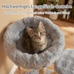 Medinis draskymo stulpas su 3 pliušinėmis poilsio vietomis katėms (Pilka) – Paveikslėlis 5