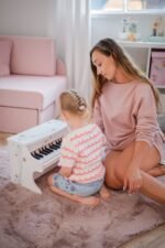Medinis edukacinis pianinas su natų knygele vaikams