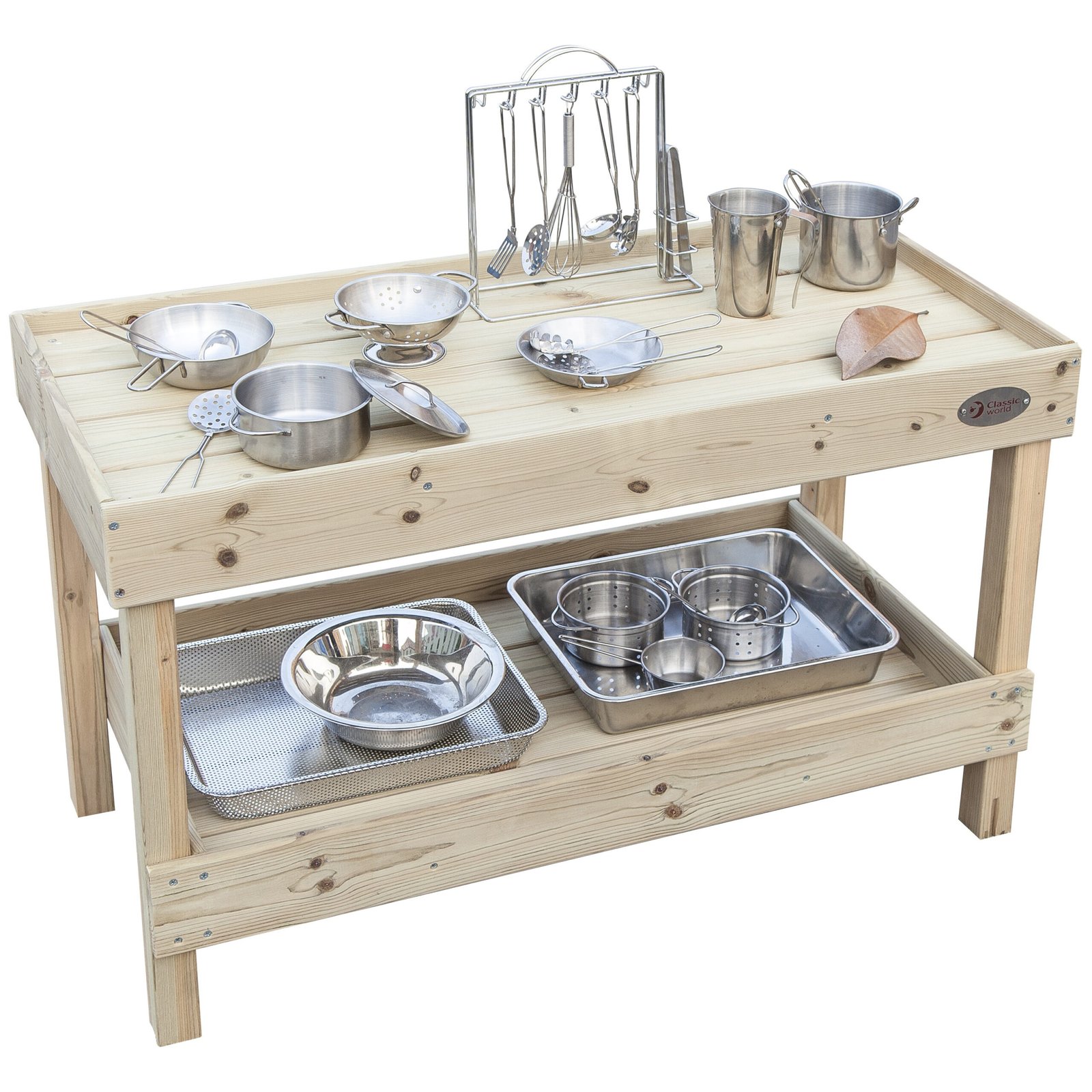 Medinis lauko virtuvėlės stalviršis su spintele