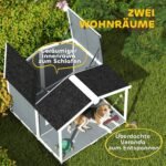 Medinis pakeltas šunų namelis su bituminiu stogu ir terasa – Paveikslėlis 6