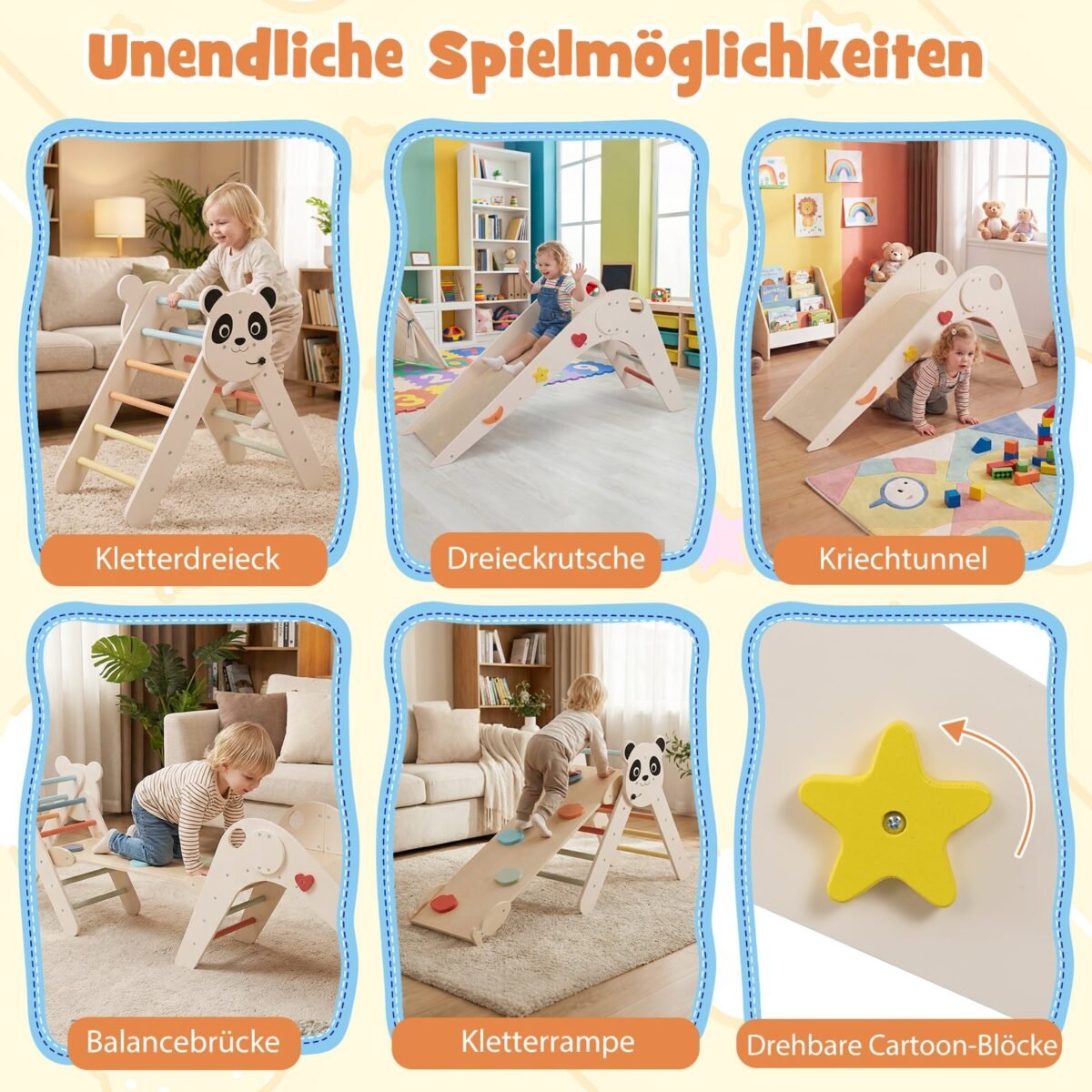 Medinis sulankstomas Montessori laipiojimo rinkinys (Smėlio) – Paveikslėlis 3