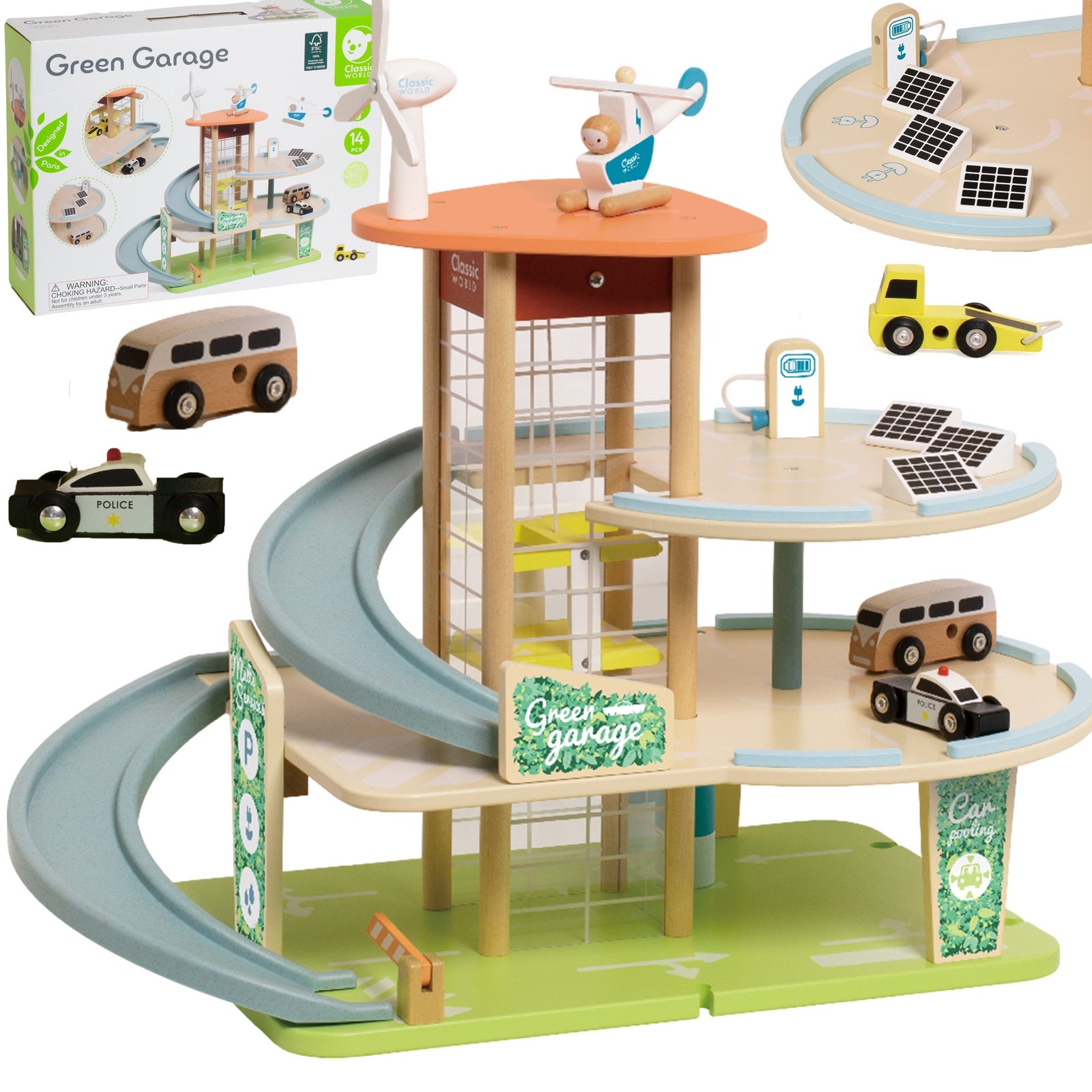 Medinis trijų aukštų XL garažas su liftu