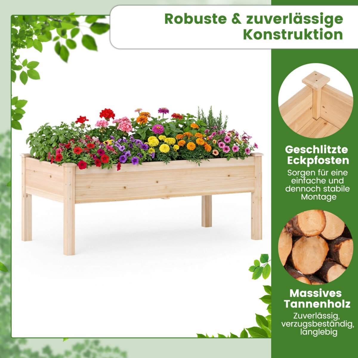 Medinių pakeltų lysvių su drenažo angomis komplektas (2 vnt.) (Natūrali) – Paveikslėlis 5