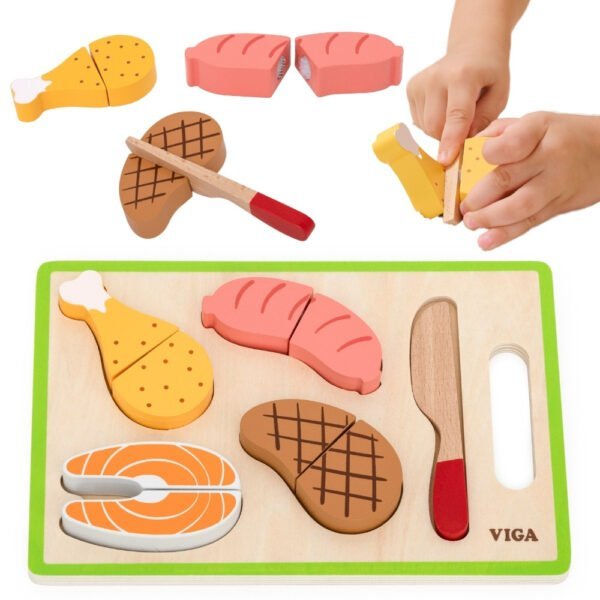 Mėsos pjaustymo žaidimo rinkinys su lentele ir peiliuku