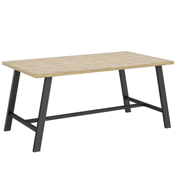 Metalinis lauko kavos staliukas su medienos imitacijos stalviršiu 100 x 55 cm
