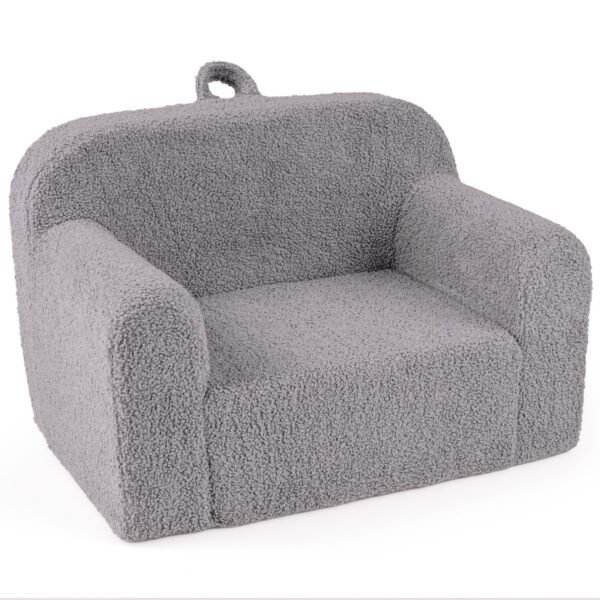 Minkšta vaikų mini sofa su porankiais ir atlošu (Pilka)