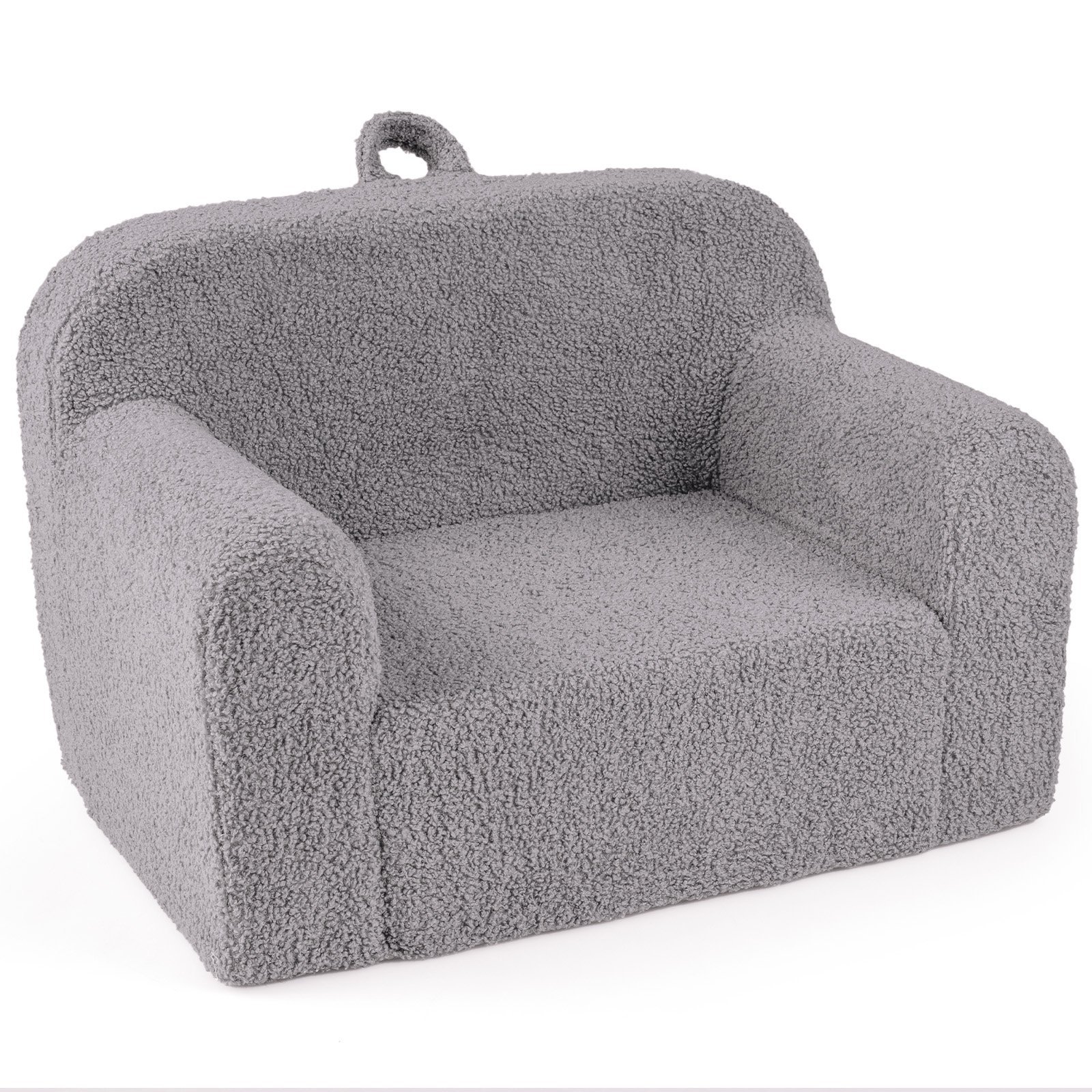 Minkšta vaikų mini sofa su porankiais ir atlošu (Pilka)