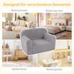 Minkšta vaikų mini sofa su porankiais ir atlošu (Pilka)