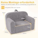 Minkšta vaikų mini sofa su porankiais ir atlošu (Pilka) – Paveikslėlis 5