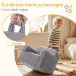 Minkšta vaikų mini sofa su porankiais ir atlošu (Pilka) – Paveikslėlis 2