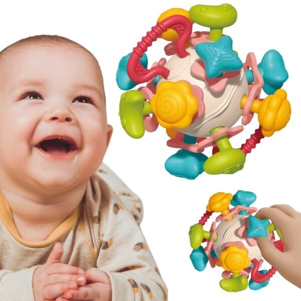 Minkštas barškutis-kramtukas 4in1 kūdikiams