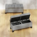 Minkštas sėdimasis suoliukas su daiktadėže, aptrauktas lininiu audiniu, atlaikantis 150 kg – Paveikslėlis 3