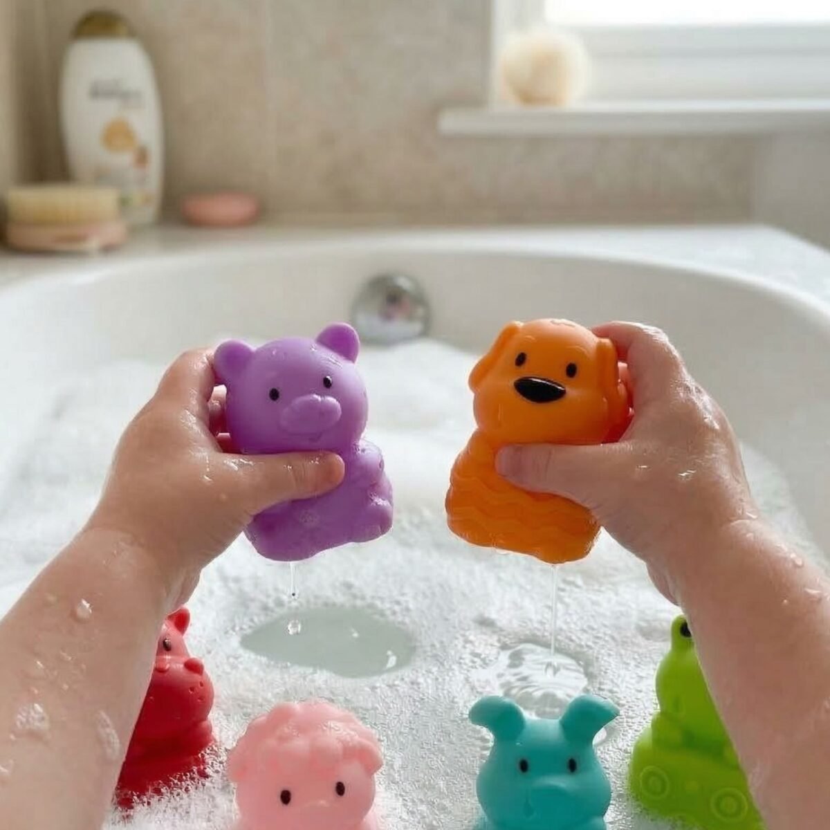 Minkšti guminiai gyvūnėliai vandens žaidimams su sensoriniais iškilimais, 6 vnt. – Paveikslėlis 4