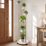 Mobilus šešiaaukštis augalų stovas su LED apšvietimu (Balta) – Paveikslėlis 2