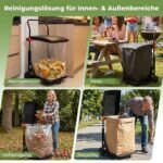 Mobilus šiukšlių maišų stovas su dangčiu ir reguliuojamu aukščiu (Juoda) – Paveikslėlis 4