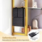 Moderni 6-lygių pakabinama lentyna su S-kabliais ir šonine kišene (Balta) – Paveikslėlis 3